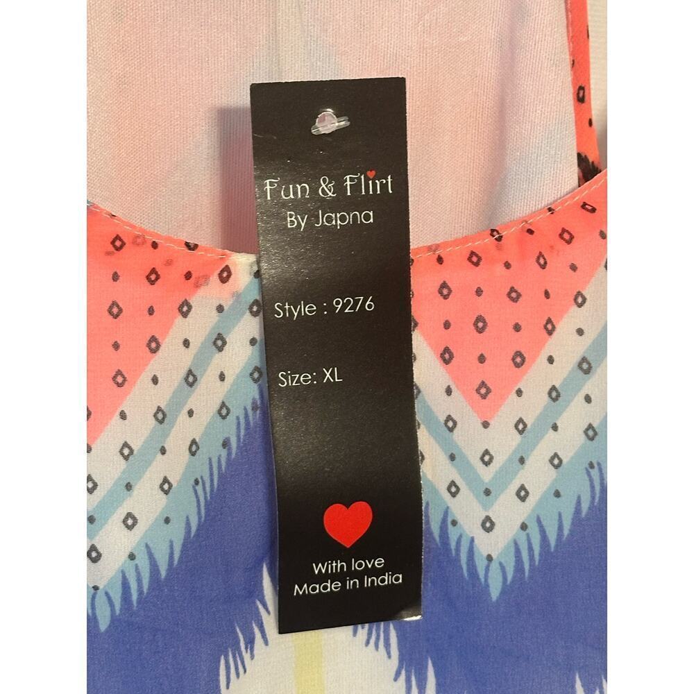 Fun & Flirt Vibrant Racerback Maxi Dress Size X-Large Blue/White/Yellow/Hot Pink - Picture 3 of 4